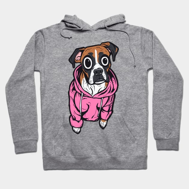 Boxer Dog Pink Hoodie Hoodie by turddemon